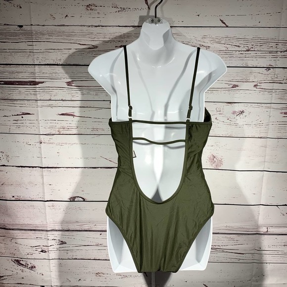 Mossimo Olive Mesh Inset One Piece Swimsuit Large - Picture 5 of 5